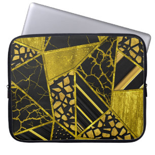 Goldene Schwarze Dreieck-Textur-Illusion Laptopschutzhülle
