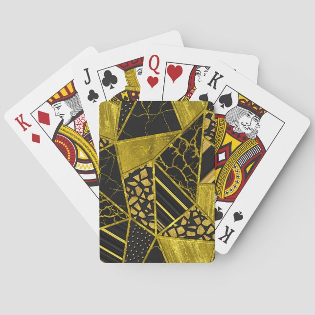 Goldene schwarze Dreieck-Textur-Illusion Spielkarten (Rückseite)