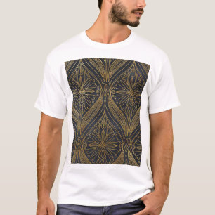 Goldene schwarze Filigran-Damaske T-Shirt
