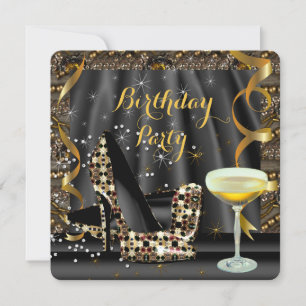 Goldene schwarze Glitter-Absatzschuhe Champagner-P Einladung