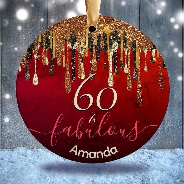 Goldene schwarze Glitzer Tropfen jeden Alters Gebu Keramik Ornament (Von Creator hochgeladen)