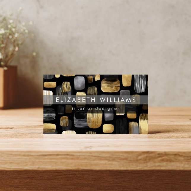Goldene schwarze graue abstrakte moderne Visitenka (Von Creator hochgeladen)