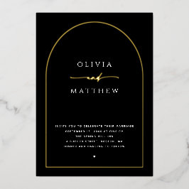 Goldene Schwarze Hochzeit | Arch-Foto Folieneinladung