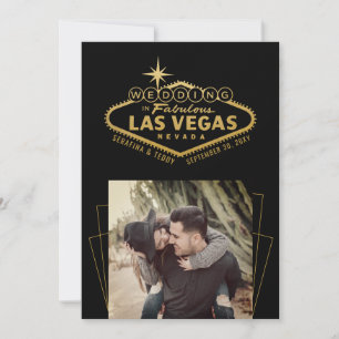 Goldene schwarze Las Vegas Hochzeitsfoto Save The Date