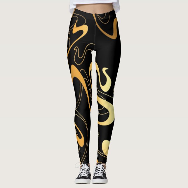 Goldene Schwarze Leggings (Vorderseite)