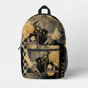 Goldene schwarze Polka-Punkte und Schachbrettmuste Bedruckter Rucksack