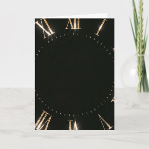 Goldene schwarze römische Zifferblatt-Uhr Neujahr Karte