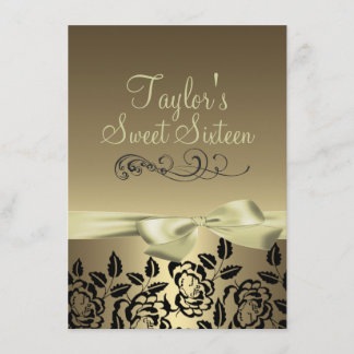 Goldene/schwarze Rose & Bow Image Einladung zum Ge