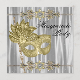 Goldene schwarze weiße Maskenparty Einladung