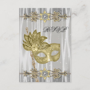 Goldene schwarze weiße Maskenparty RSVP Karte
