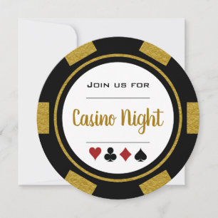 Goldene schwarze weiße Pokerchip Casino Nacht Einladung