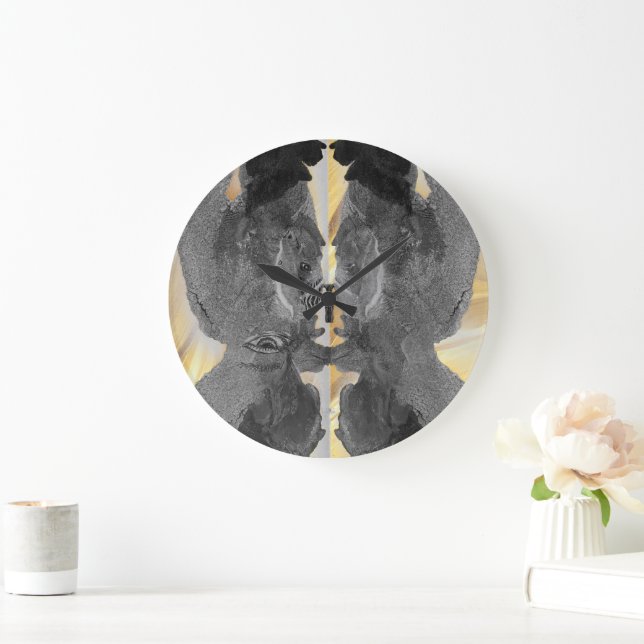 Goldene Schwarzmarmor-Kunst Große Wanduhr (Zuhause)