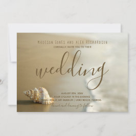 Goldene Seashell Beach Einladung zur Hochzeit
