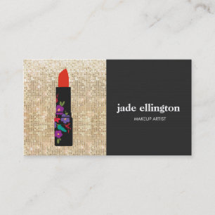 Goldene Sequenzen Makeup Artist Blumenkleckse Beau Visitenkarte