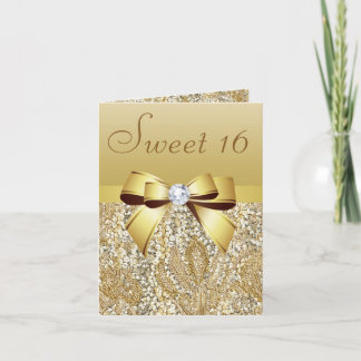 Goldene Sequinen, Bow & Diamond Sweet 16 Einladung