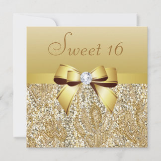 Goldene Sequinen, Bow & Diamond Sweet 16 Einladung