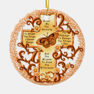 Goldene Serenity-Kreuz-Rundkeramik-Ornament Keramik Ornament