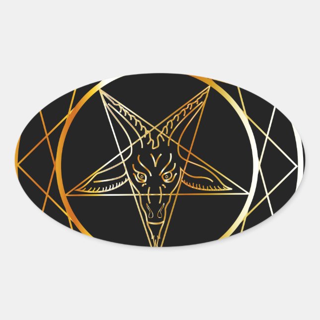 Goldene Silbe von Baphomet Ovaler Aufkleber (Vorderseite)