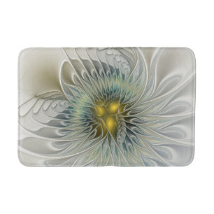 Goldene Silber-Blumen-Fantasie abstrakte Fraktal-K Badematte
