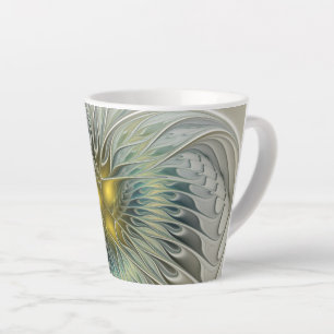 Goldene Silber-Blumen-Fantasie-Abstrakte Fraktal-K Milchtasse