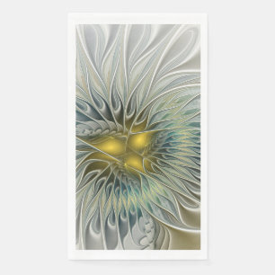 Goldene Silber-Blumen-Fantasie abstrakte Fraktal-K Serviette