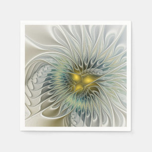 Goldene Silber-Blumen-Fantasie abstrakte Fraktal-K Serviette