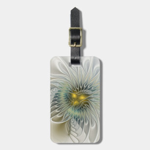 Goldene Silberblumen-Fantasie-Abstrakte Fraktal-Ku Gepäckanhänger