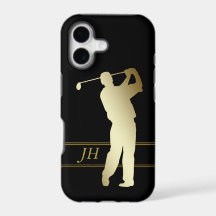 Goldene Silhouette Golfer Monogramm