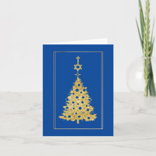 Goldene Silhouette Weihnachtsbaum Chrismukkah Kart Karte