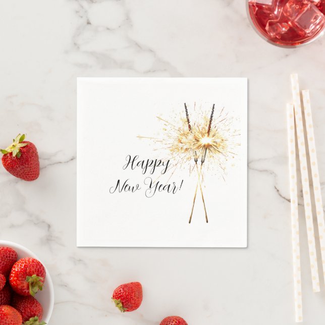 Goldene Silvester-Feier Funken Serviette (Beispiel)