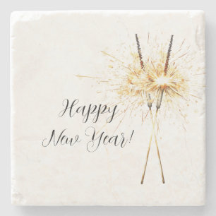 Goldene Silvester- und Neujahrsfeier Funken Steinuntersetzer