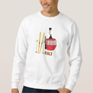 Goldene Skier und Polen   Retro Skilift Urlaub Sweatshirt