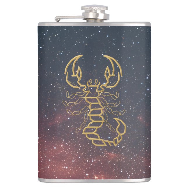 Goldene Skorpion-Flasche Flachmann (Vorderseite)