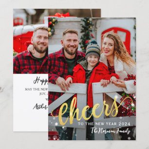 Goldene Skripte für das 2. Foto des Neujahrs Feiertagskarte