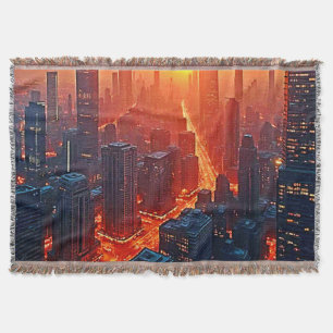 Goldene Skyline: Strahlendes Stadtuntergangskunst Decke