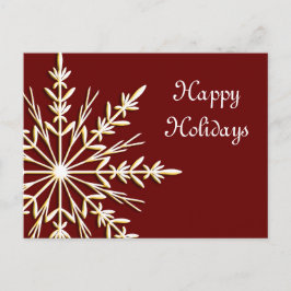 Goldene Snowflake auf Red Business Happy Holidays Feiertagspostkarte