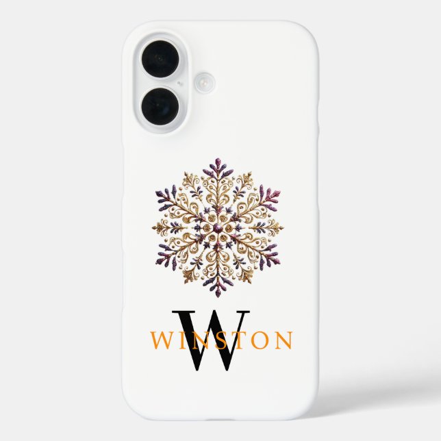 Goldene Snowflake-Magie Monogram Case-Mate iPhone Hülle (Rückseite)