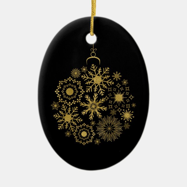 Goldene Snowflake Ornament Frohe Weihnachtsfeier (Vorne)