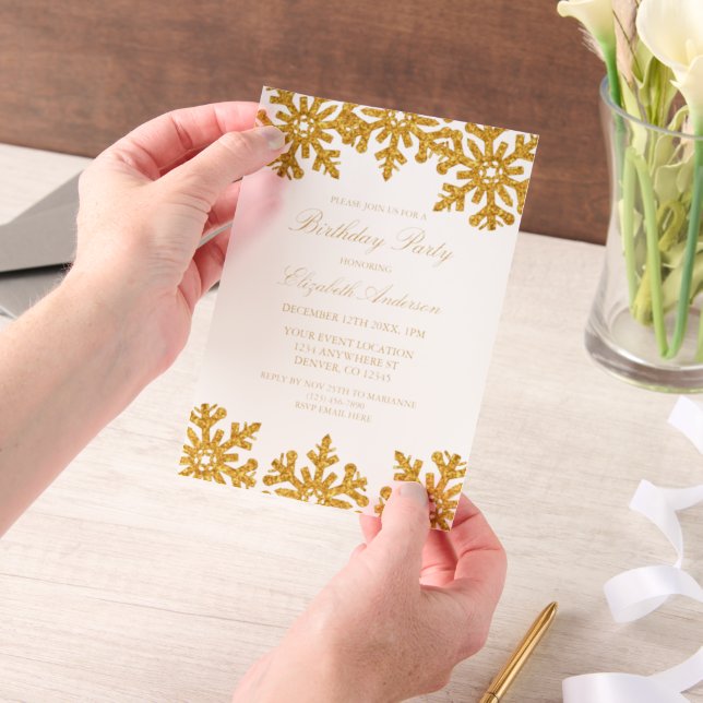 Goldene Snowflake WinterGeburtstagsparty (Handgehalten)