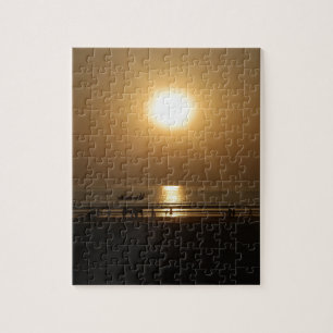 Goldene Sommer-Sonnenuntergangsreflexion am Strand Puzzle