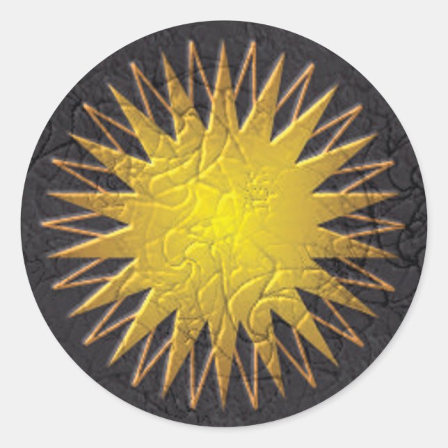 Goldene Sonne Runder Aufkleber (Vorderseite)