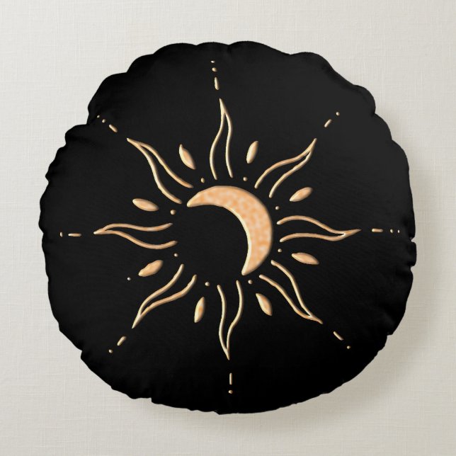 Goldene Sonne  Rundes Kissen (Vorderseite)