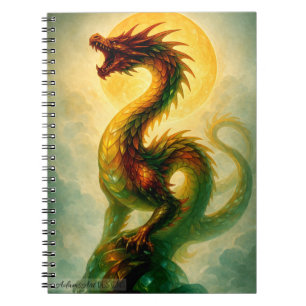 Goldene Sonne Schlangendrachen Fantasy Kunst Notizblock