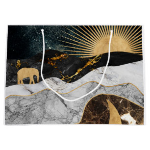 Goldene Sonne und Mond mit Elefant in Marmor Kosmi Große Geschenktüte