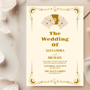Goldene Sonnen- und Mond-Tarotkarten-Hochzeit Einladung