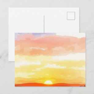 Goldene Sonnenaufgangs- und Sonnenuntergangspostka Postkarte