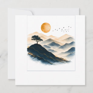 Goldene Sonnenberge Landschaft Einladungskarte Einladung