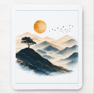 Goldene Sonnenberglandschaft  Mousepad