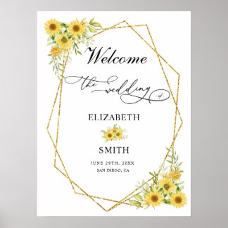 Goldene Sonnenblume Geometrisch Rustikale Elegante Poster
