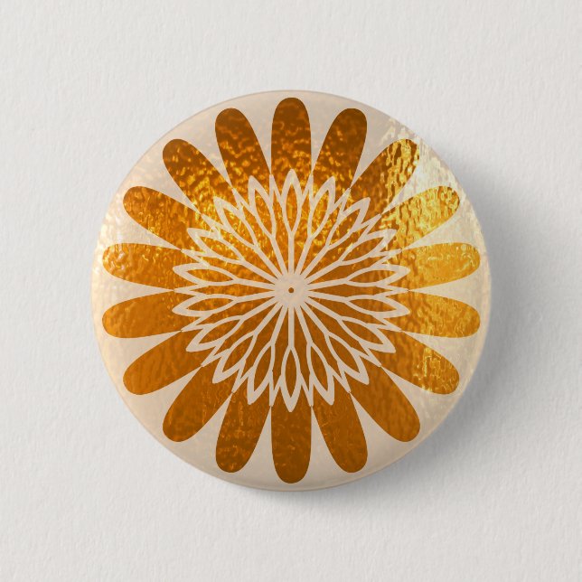 Goldene Sonnenblume KUNST-Dekoration Button (Vorderseite)
